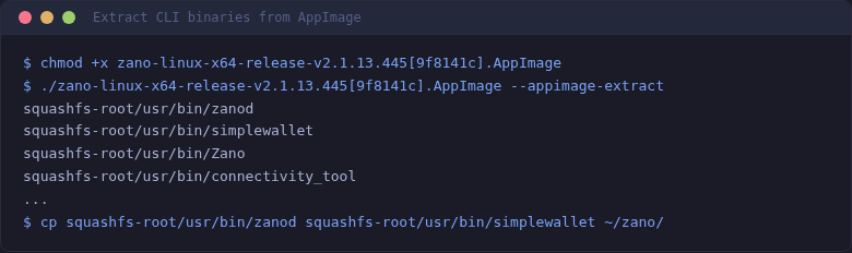 Extract CLI binaries from AppImage