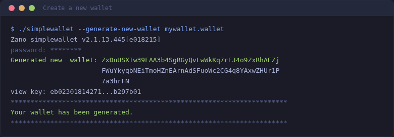Create a new wallet