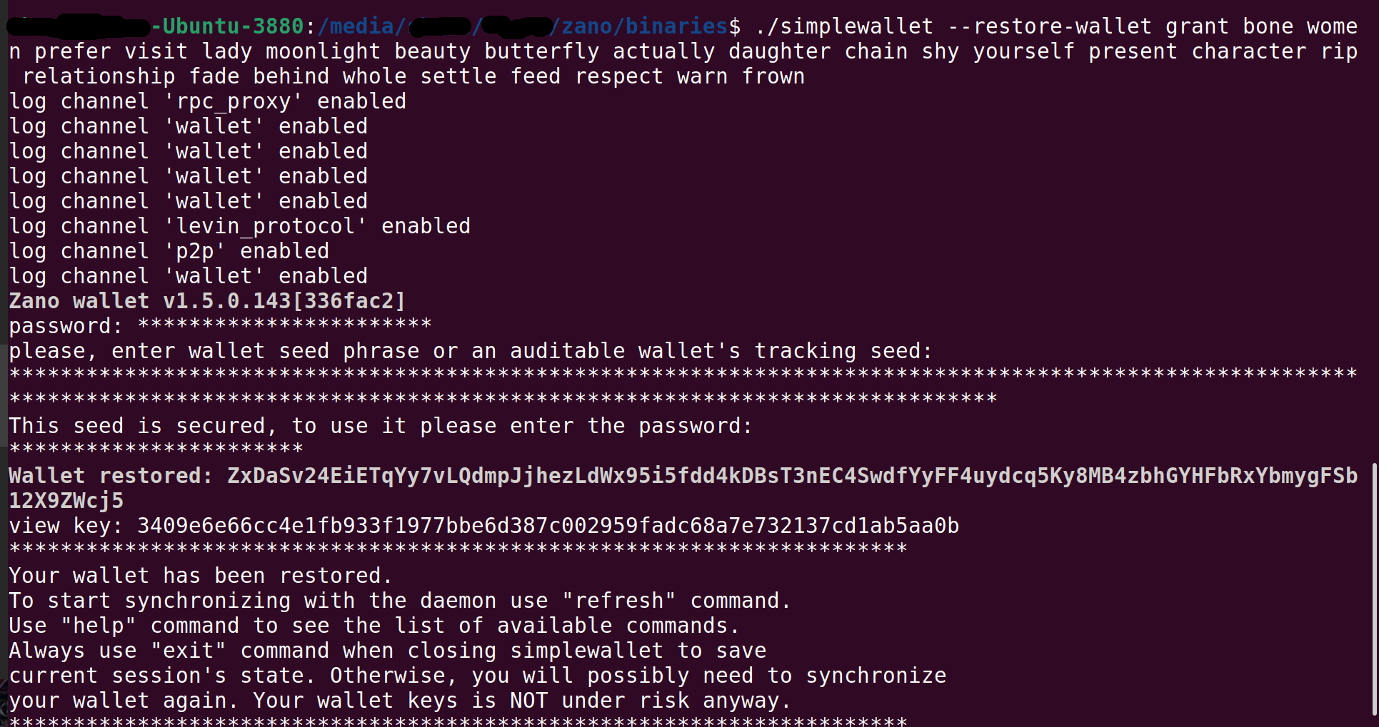 alt using-zano-ubuntu-restore-wallet